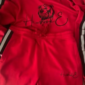 Homemade black and red sweatsuit